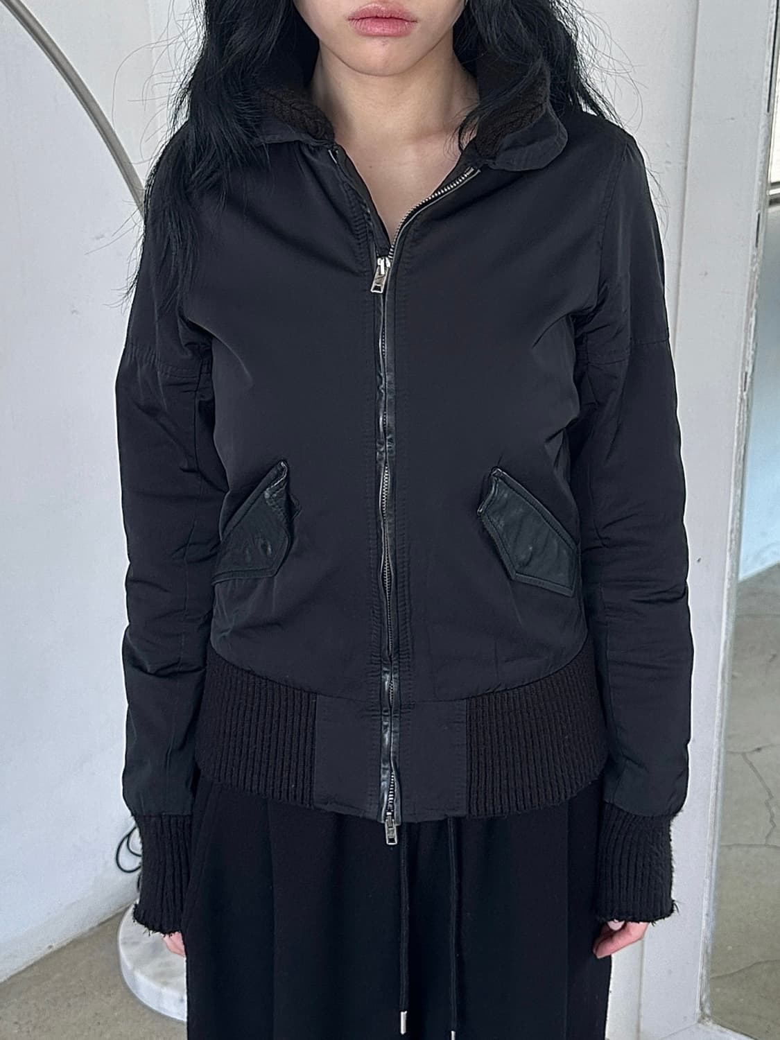 wlg by 조르지오 브라토 레더 디테일 봄버 자켓 상품이미지2