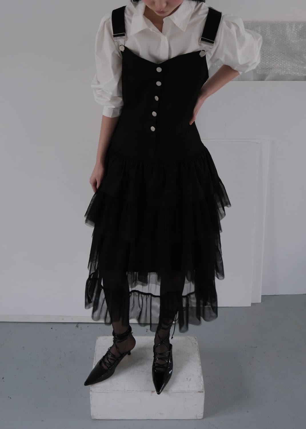 르콩 드레스, 촬영드레스, 2부드레스, 셀프웨딩드레스, 오버롤, 멜빵 상품이미지1