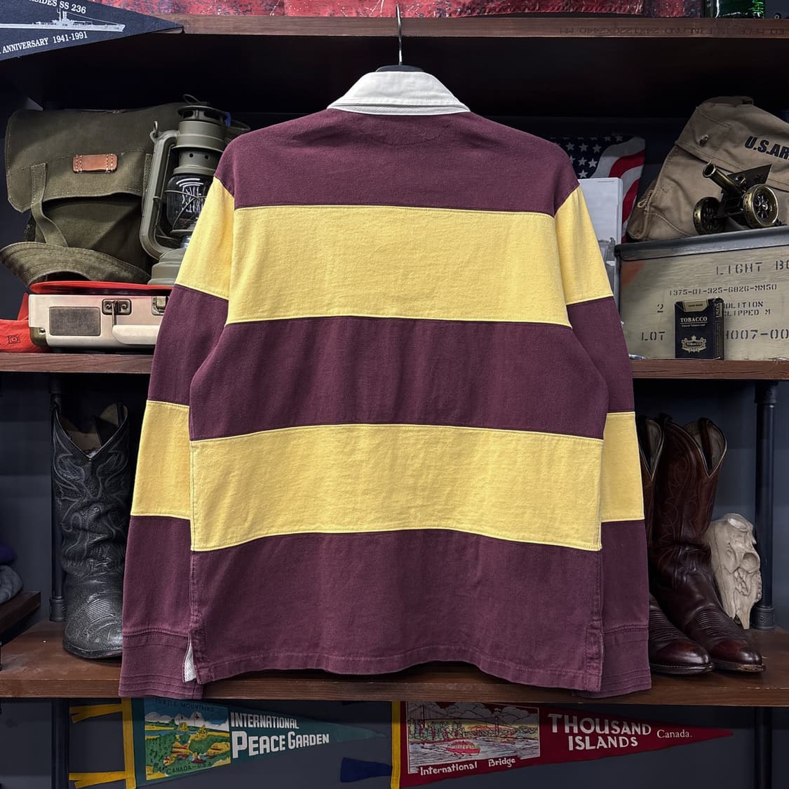 90s 폴로 재팬라인 넘버링 자수 패치 스트라이프 PK 럭비 티 N320 상품이미지2