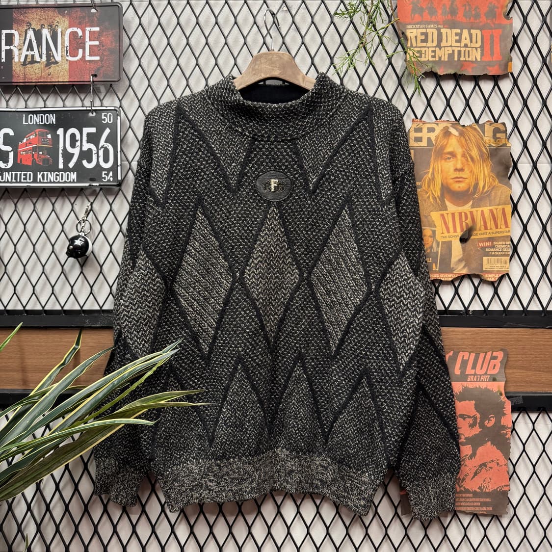 90s 잔프랑코 페레 스웨터 다이아 패턴 울 캐시미어 니트 상품이미지1