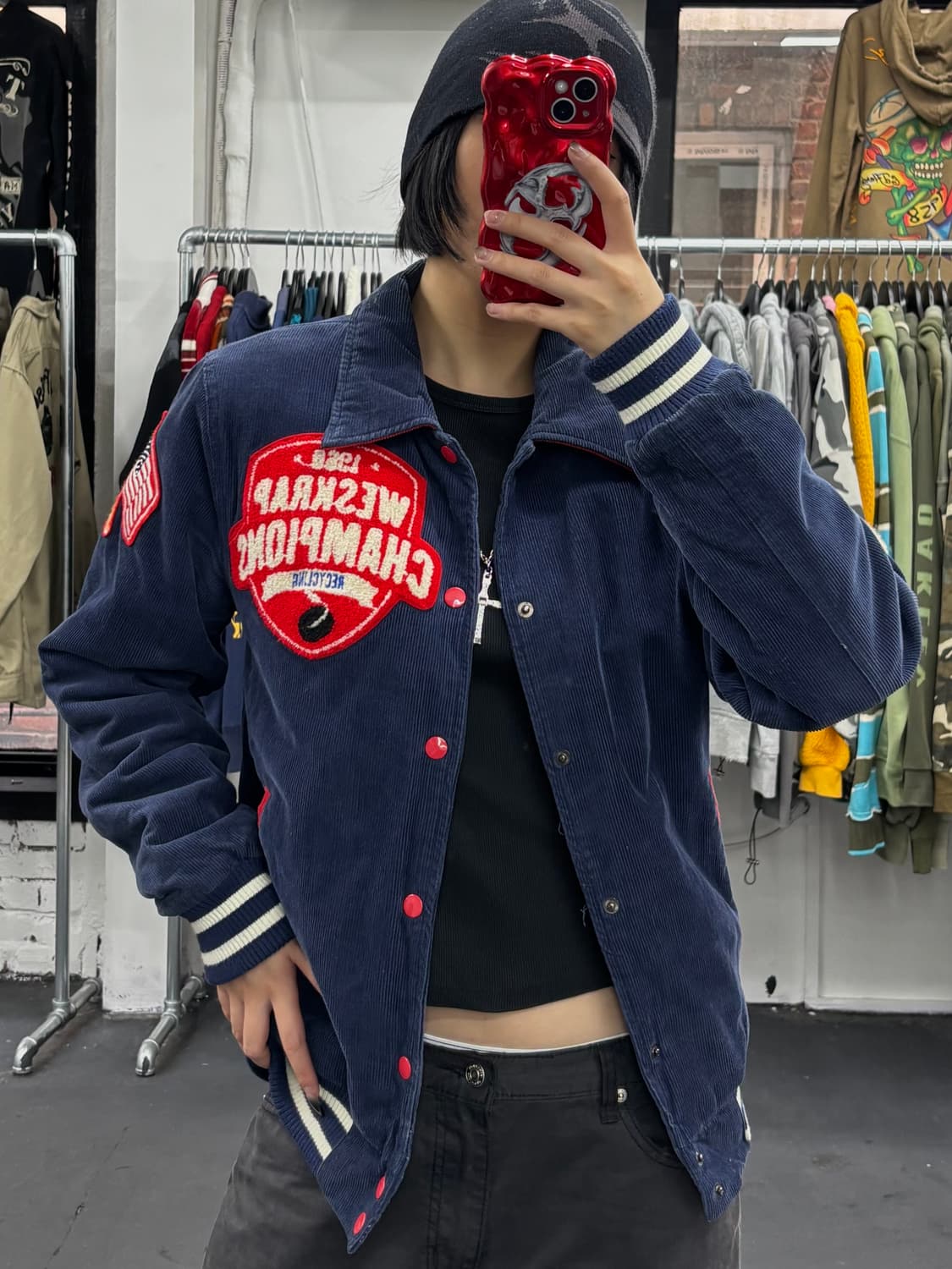 For The Boys 코듀로이 패치워크 바시티 상품이미지2