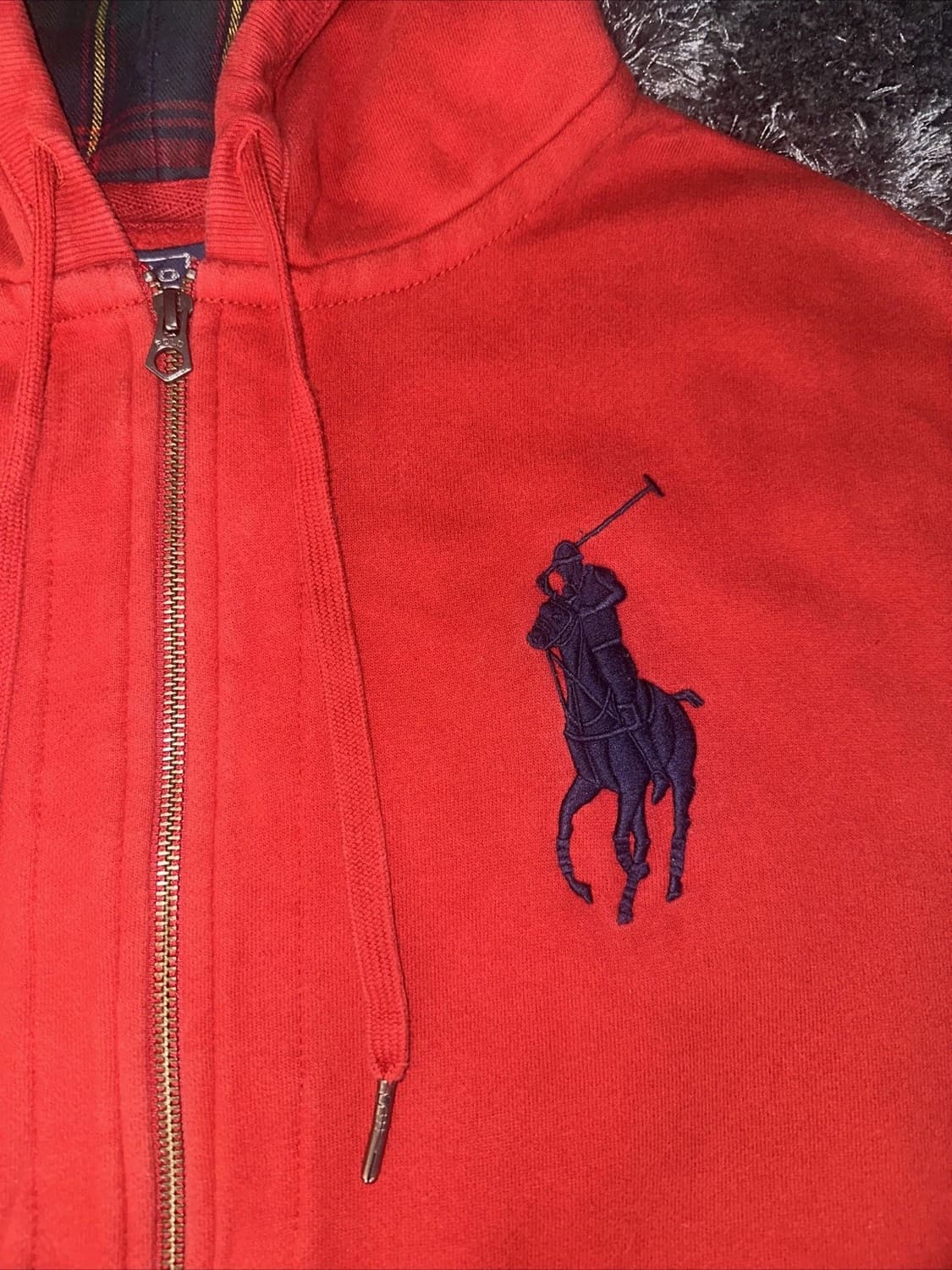 폴로 랄프로렌 빅포니 체크 후드집업 레드 상품이미지3