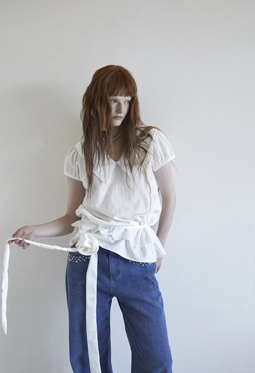 데어드 에이프런 블라우스 상품이미지2