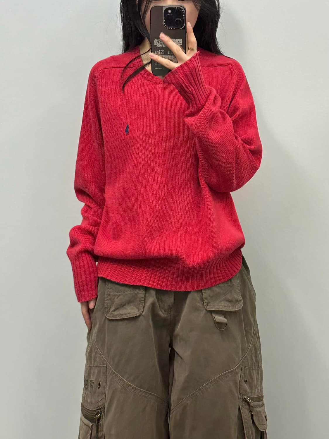 폴로 랄프로렌 레드 라운드 니트 상품이미지1
