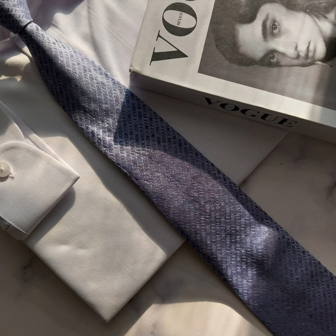 펜디 실크 블루&바이올렛 이니셜 자카드 넥타이 9cm A+등급 K1643 상품이미지7
