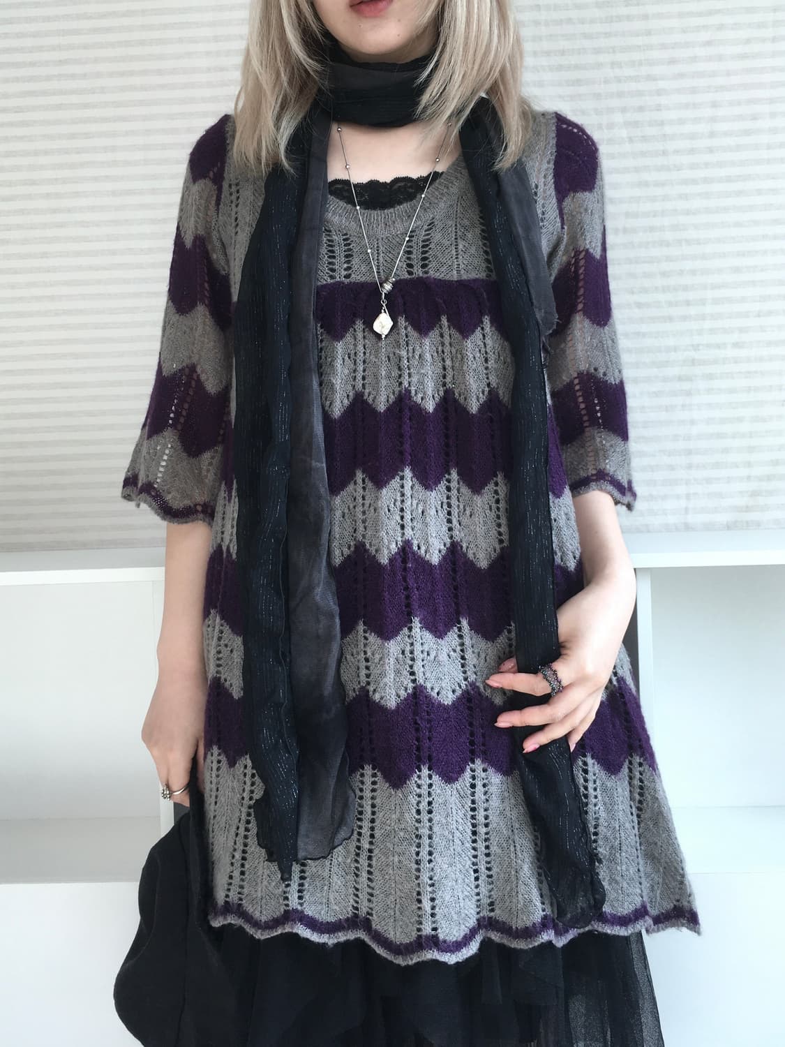 jpn vintage charcoal gray kiki knit ops 상품이미지4