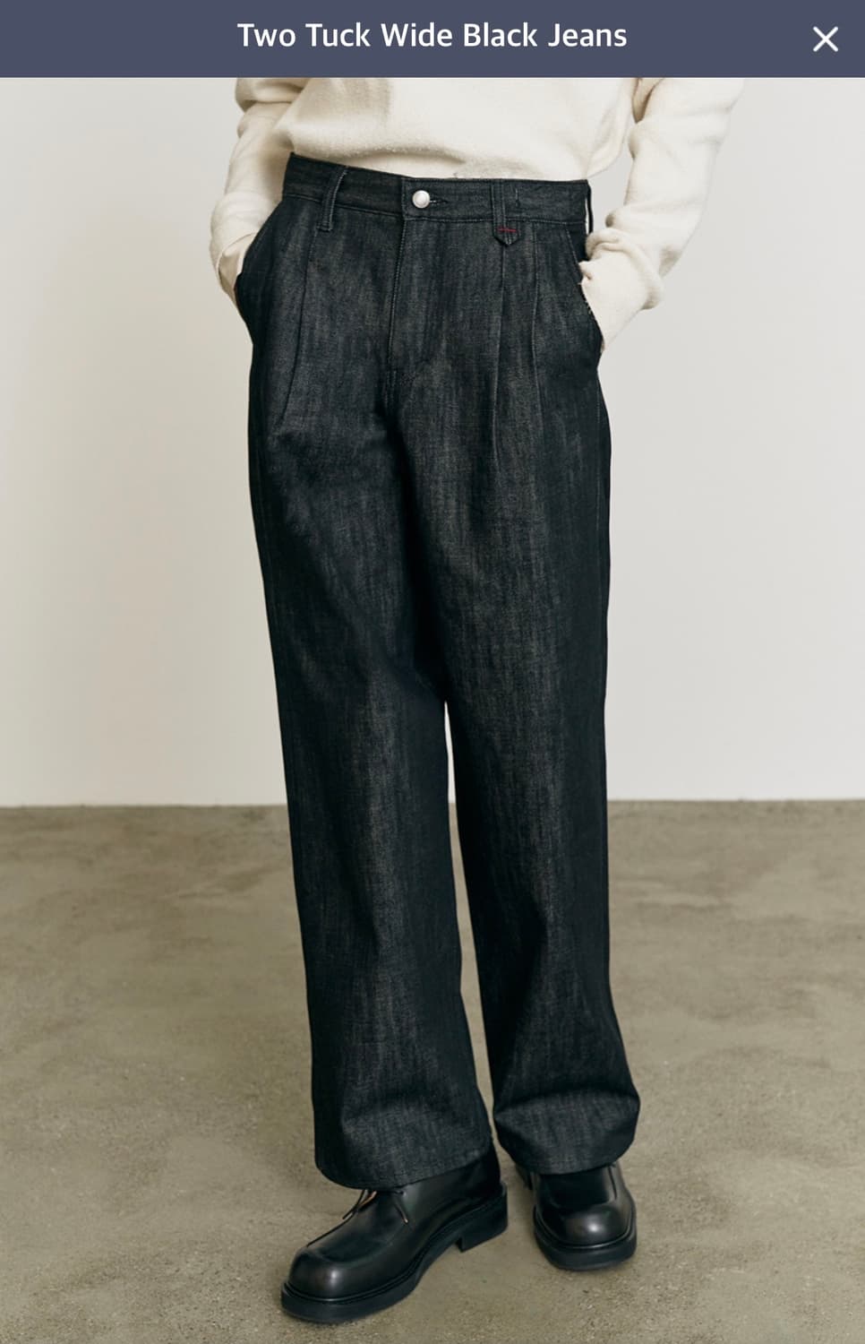 [L +3] 포트너스 투 턱 와이드 블랙 진 상품이미지1