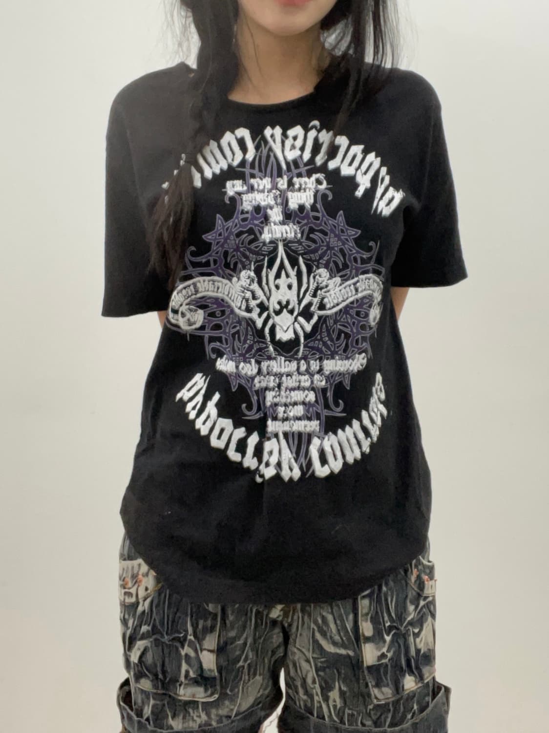 Black punk mood T-shirt 상품이미지4
