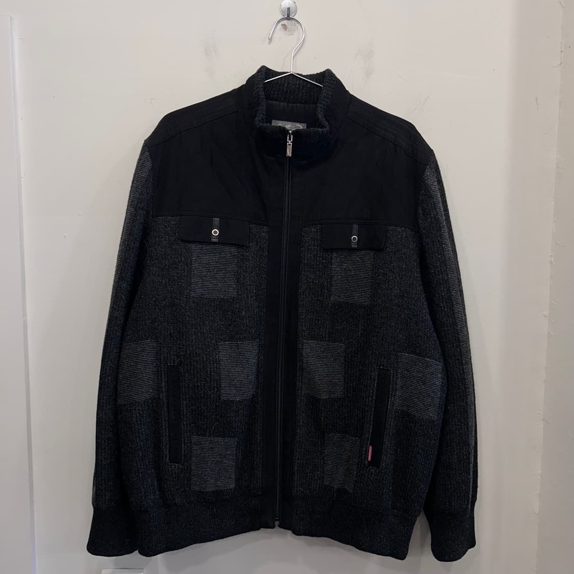 크로커다일 스퀘어패턴 니트 스웨이드자켓 상품이미지2