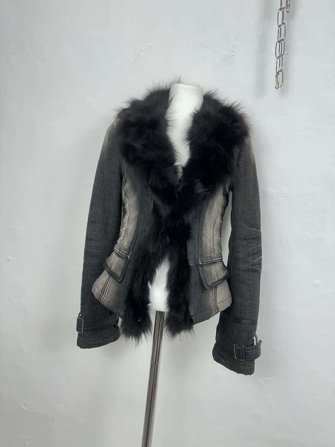 Washed cotton fox fur trimming jacket 상품이미지2