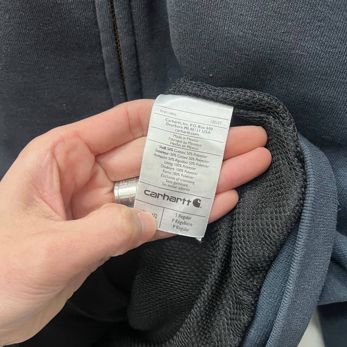 칼하트 써멀 레인디펜더 네이비 헤비 후드 집업 S 상품이미지4