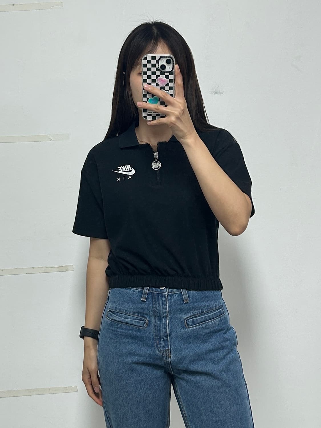 나이키 반집업 크롭 카라티 블랙 상품이미지1
