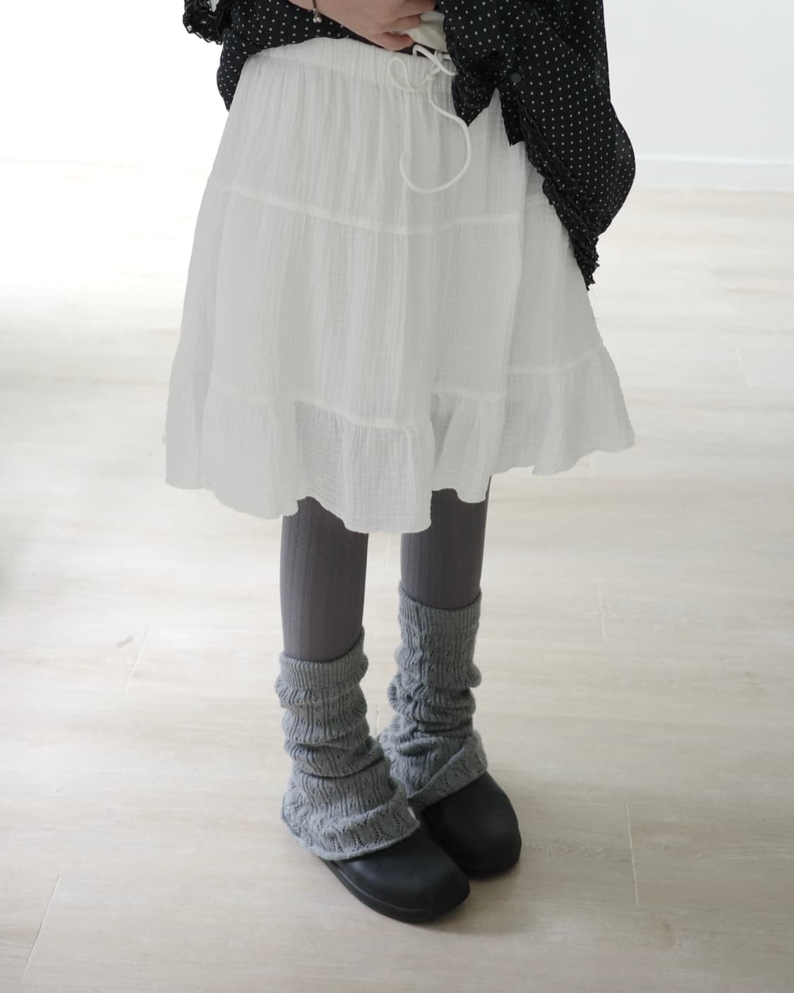  White cotton banding skirt 상품이미지1