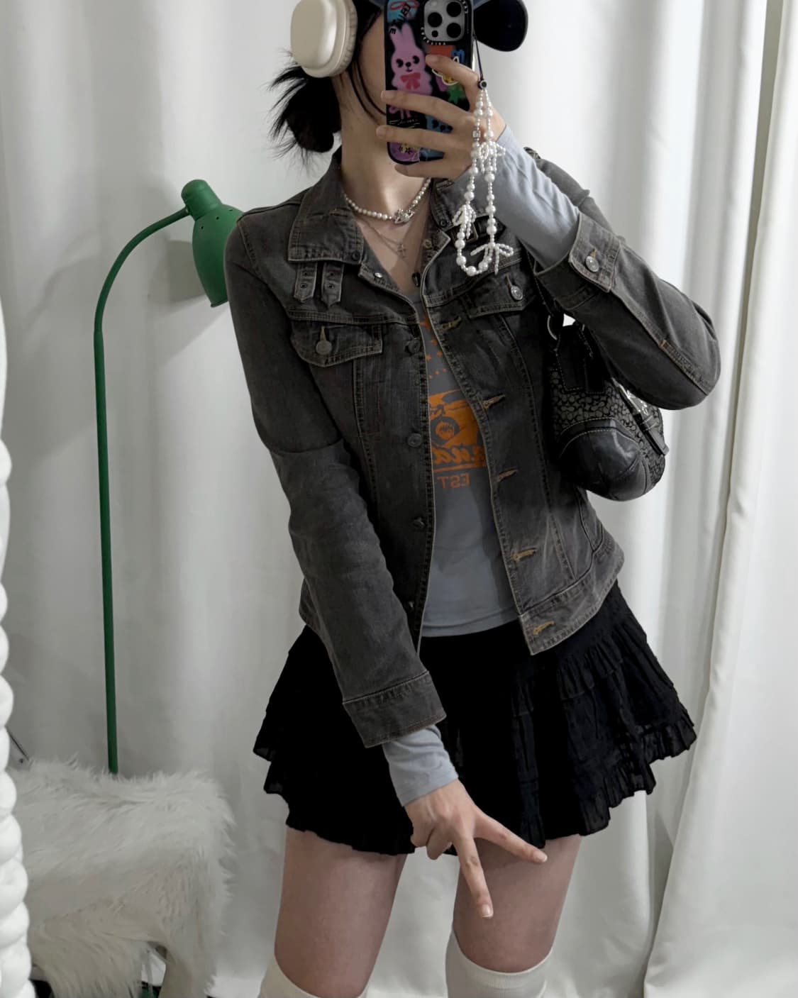다크 그레이 넥 버클 데님 자켓 상품이미지3