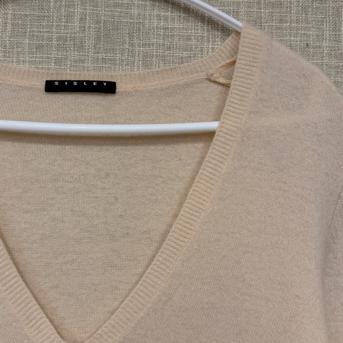 시슬리 울블렌드 브이넥 니트 아이보리 S 상품이미지2