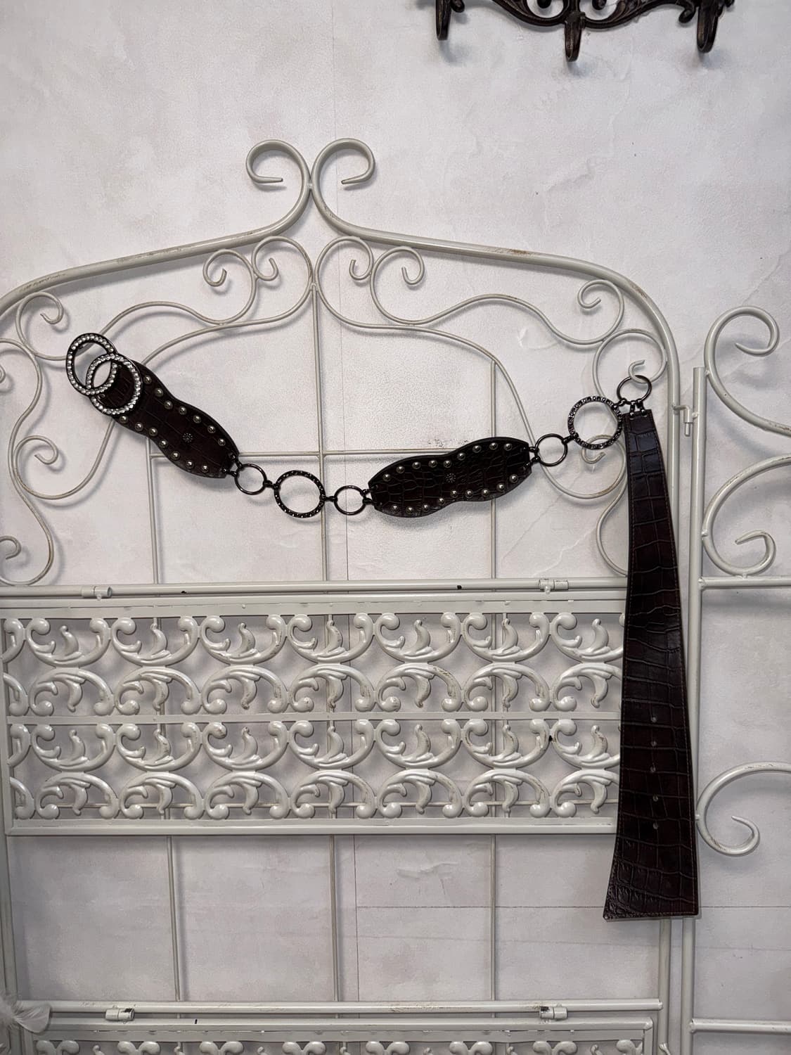 Dark brown ethnic cubic chain belt  상품이미지2