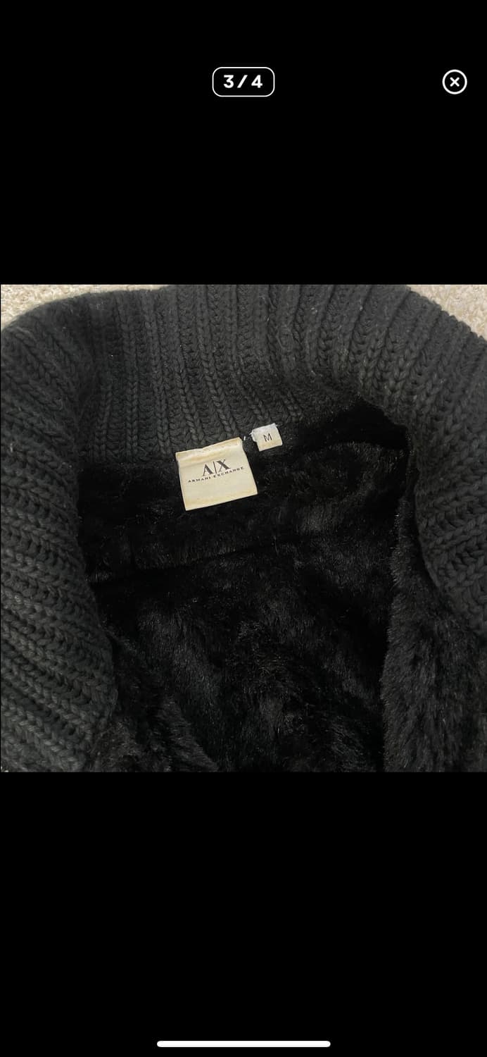 알마니 익스체인지 스웨이드 바디 니트집업 자켓 블랙 상품이미지3