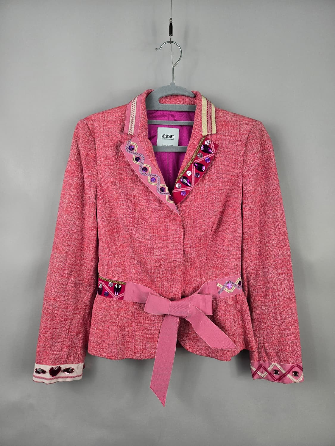 [무료배송]모스키노 화려한 빈티지 보석 장식 린넨 핑크 자켓 정품 상품이미지1