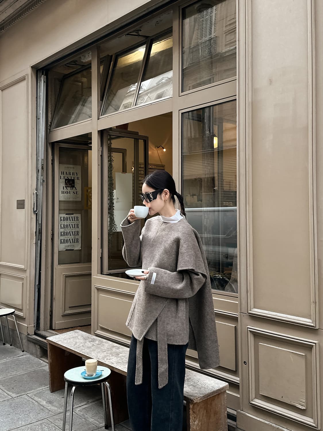 숄 울100 숏코트 베이지F 상품이미지2