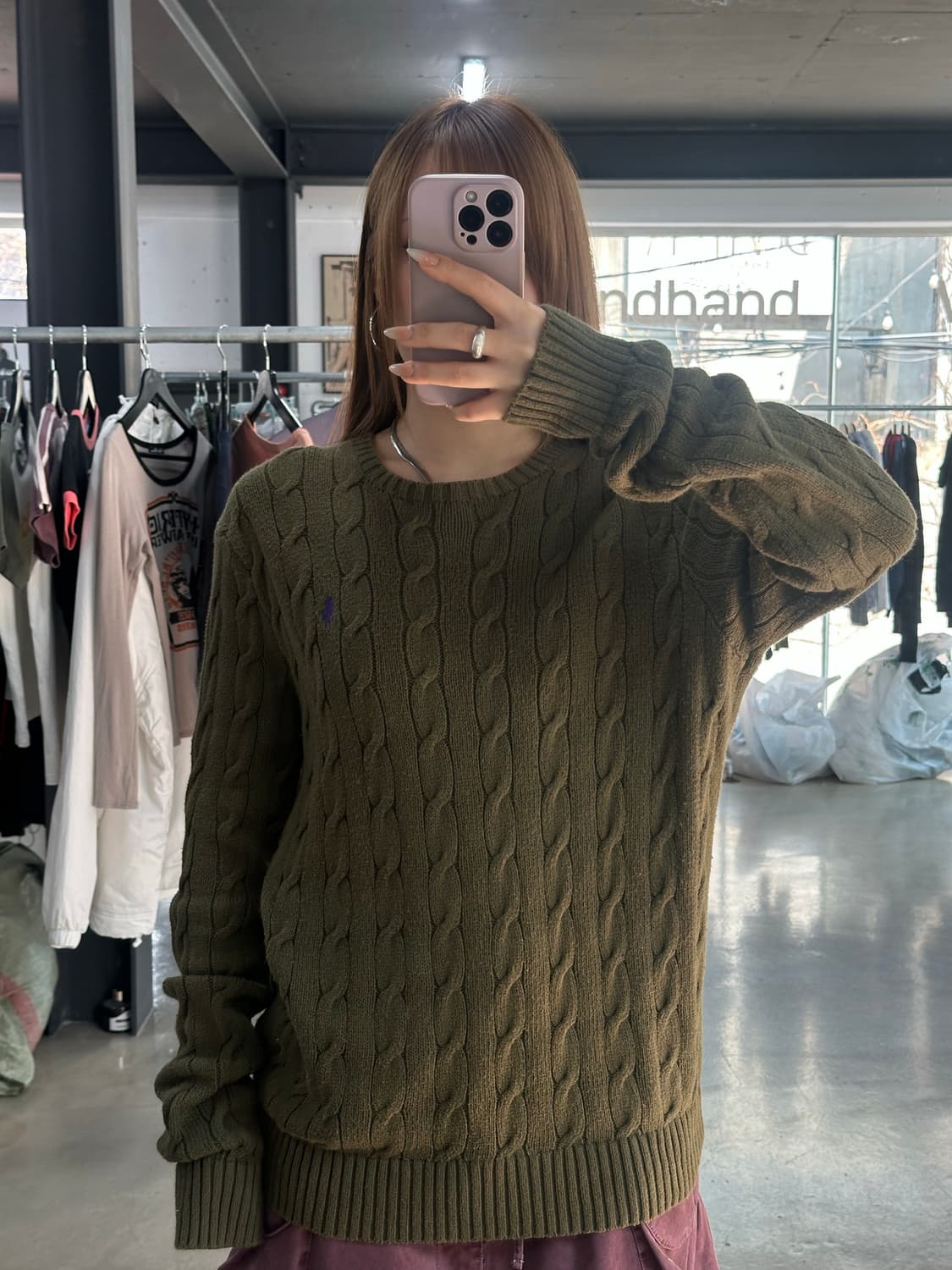 폴로랄프로렌 케이블 꽈배기 니트 올리브카키 상품이미지4