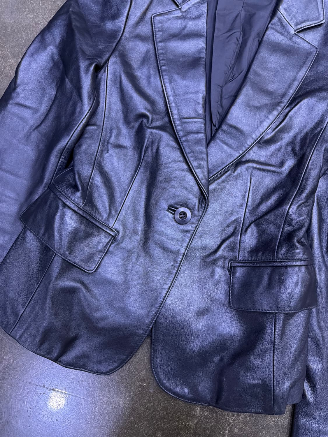 MODORI 양가죽 심플 싱글 원버튼 레더자켓 M 상품이미지4