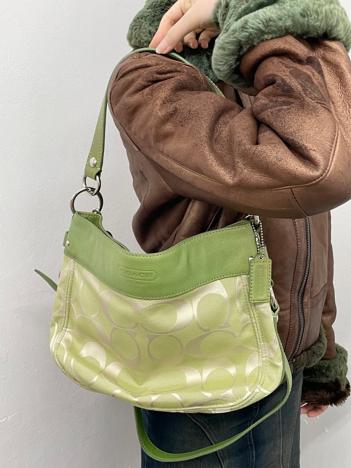 코치 페어리 연두 자카드 숄더백 상품이미지8