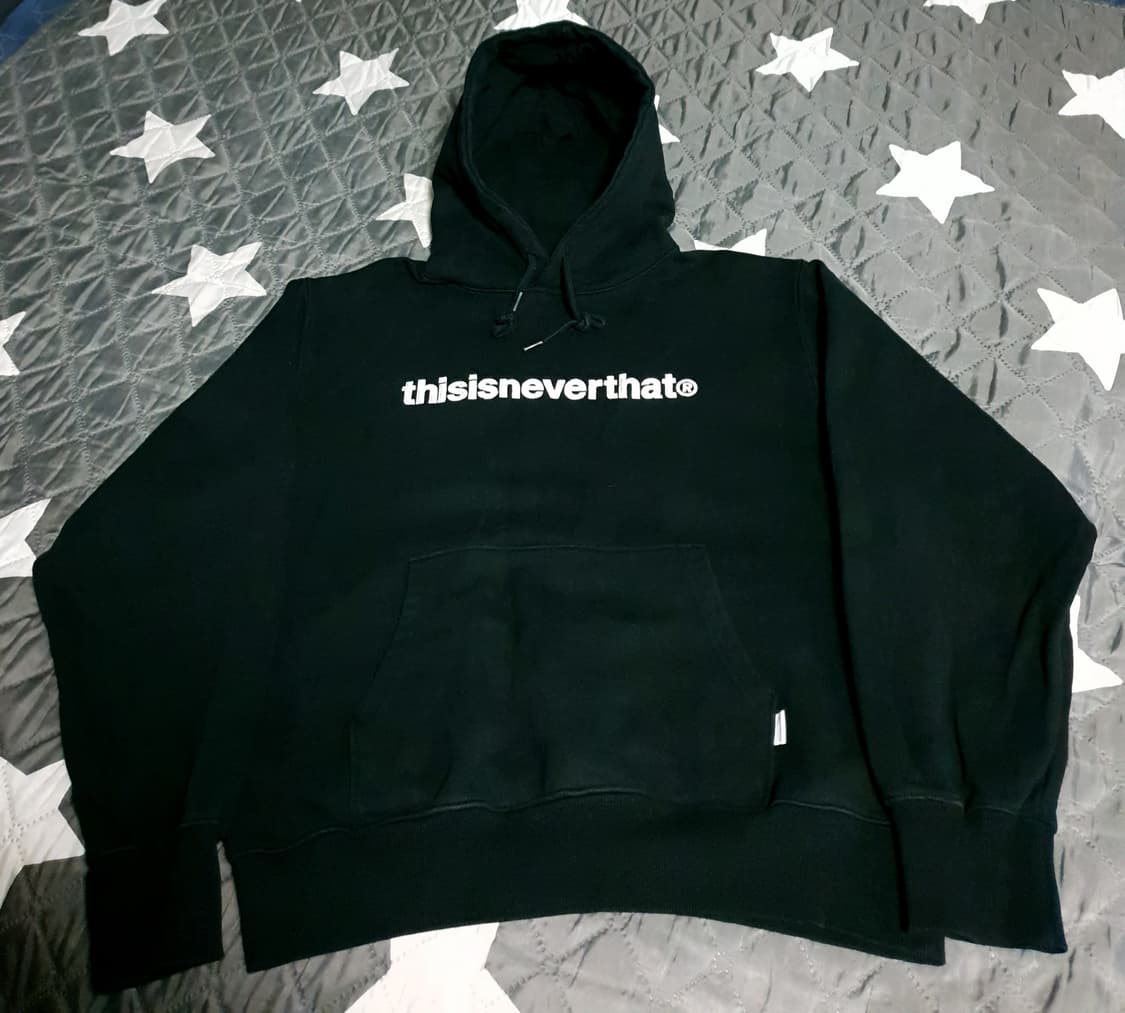 디스이즈네버댓 기모 혜비코튼 레터링 자수후드티 블랙 (M) 상품이미지1