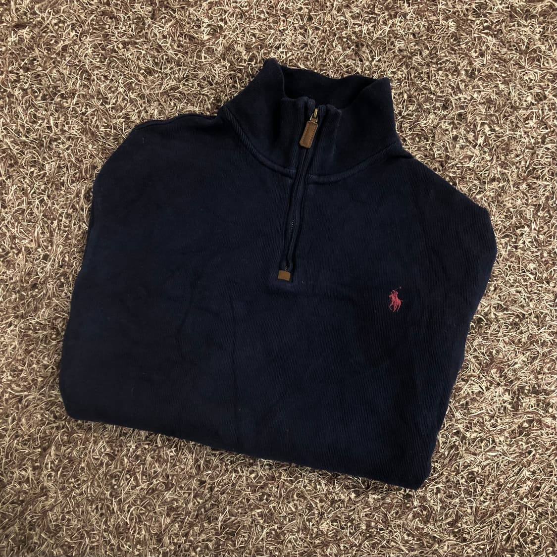 폴로 랄프로렌 네이비 반집업 코튼 니트 상품이미지1