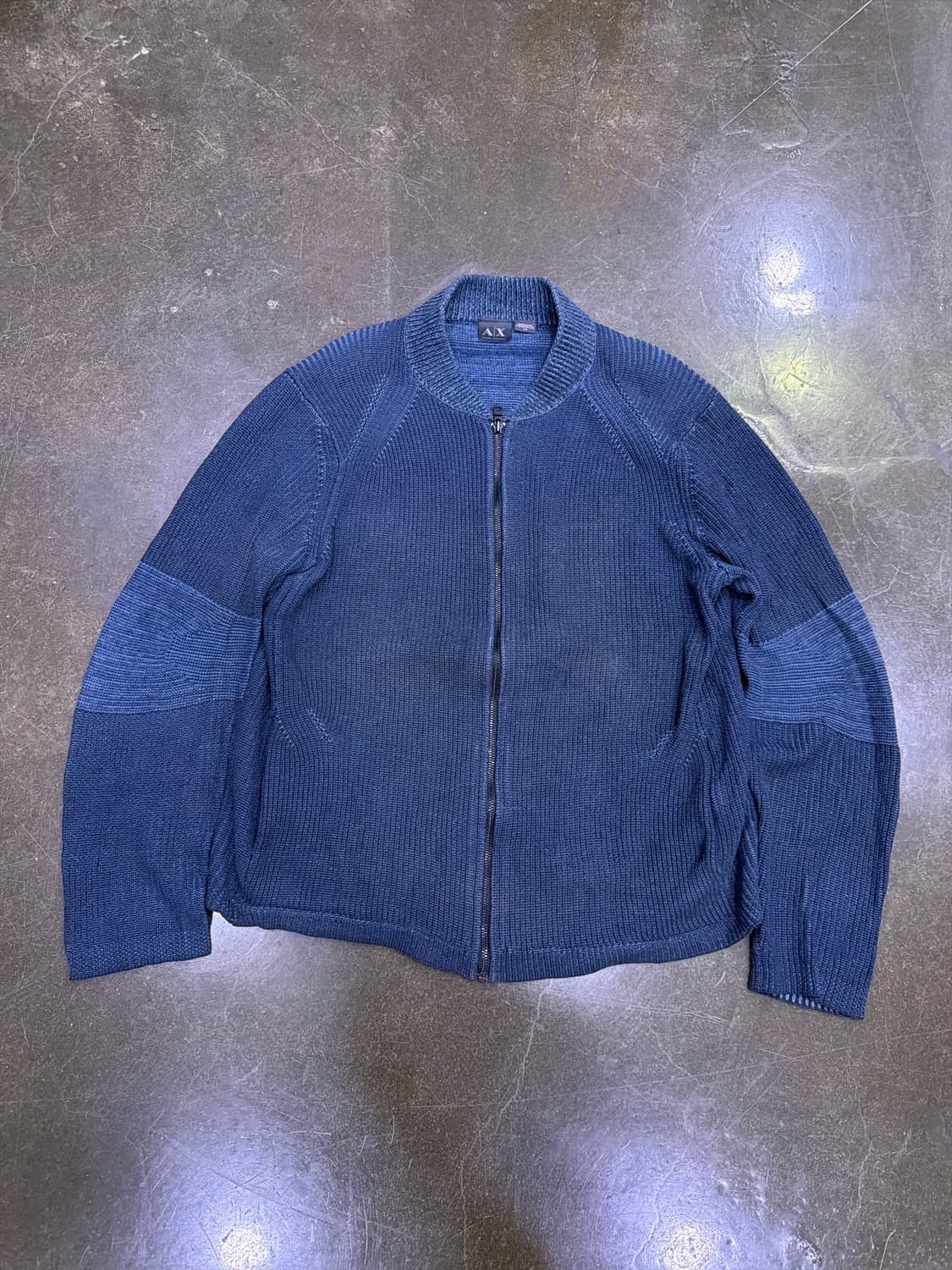 아르마니 익스체인지 배색 니트 스웨터 네이비 집업 자켓 L 상품이미지1
