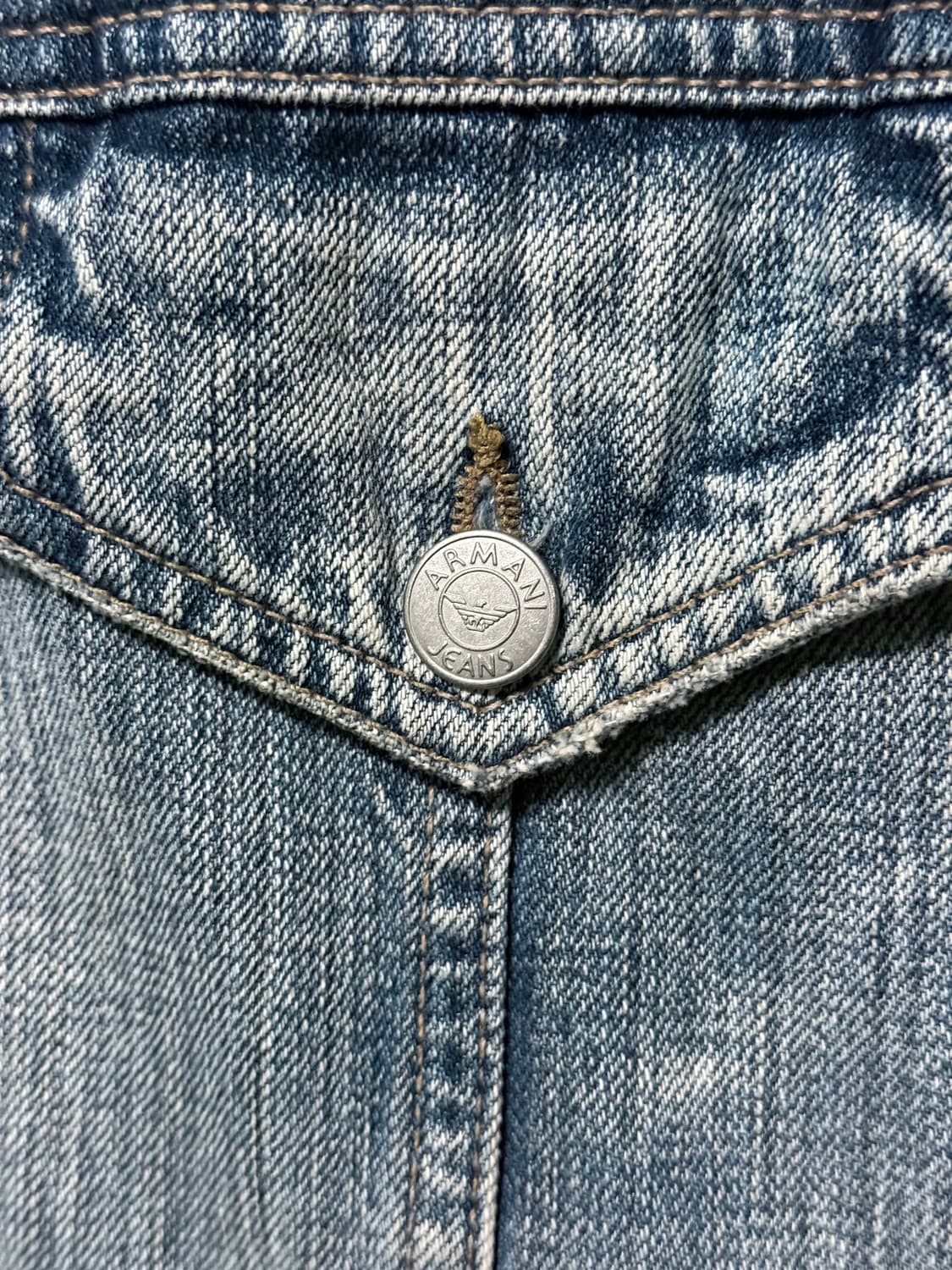 아르마니 진스 트러커 인디고 데님 청자켓 샌드 워싱 워시드 워크 자켓 M 상품이미지4