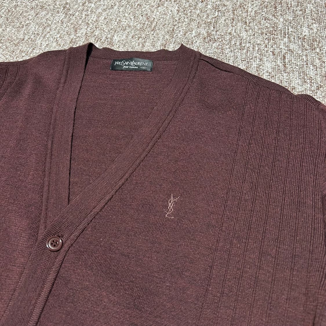 S) YSL 생로랑 입생로랑 버건디 가디건 상품이미지3