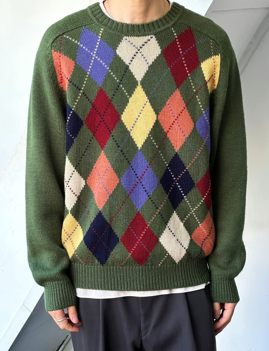 Dry wool argyle pattern knit P/O 상품이미지6