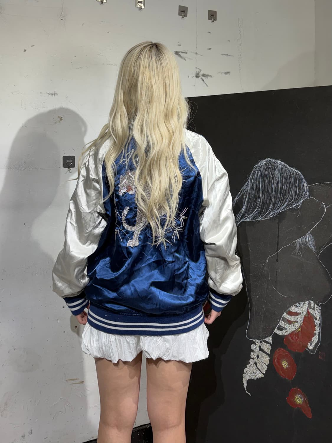 JPN 일본 빈티지 호랑이 자수 스카잔 백호 오리엔탈 스카쟌 L 상품이미지3