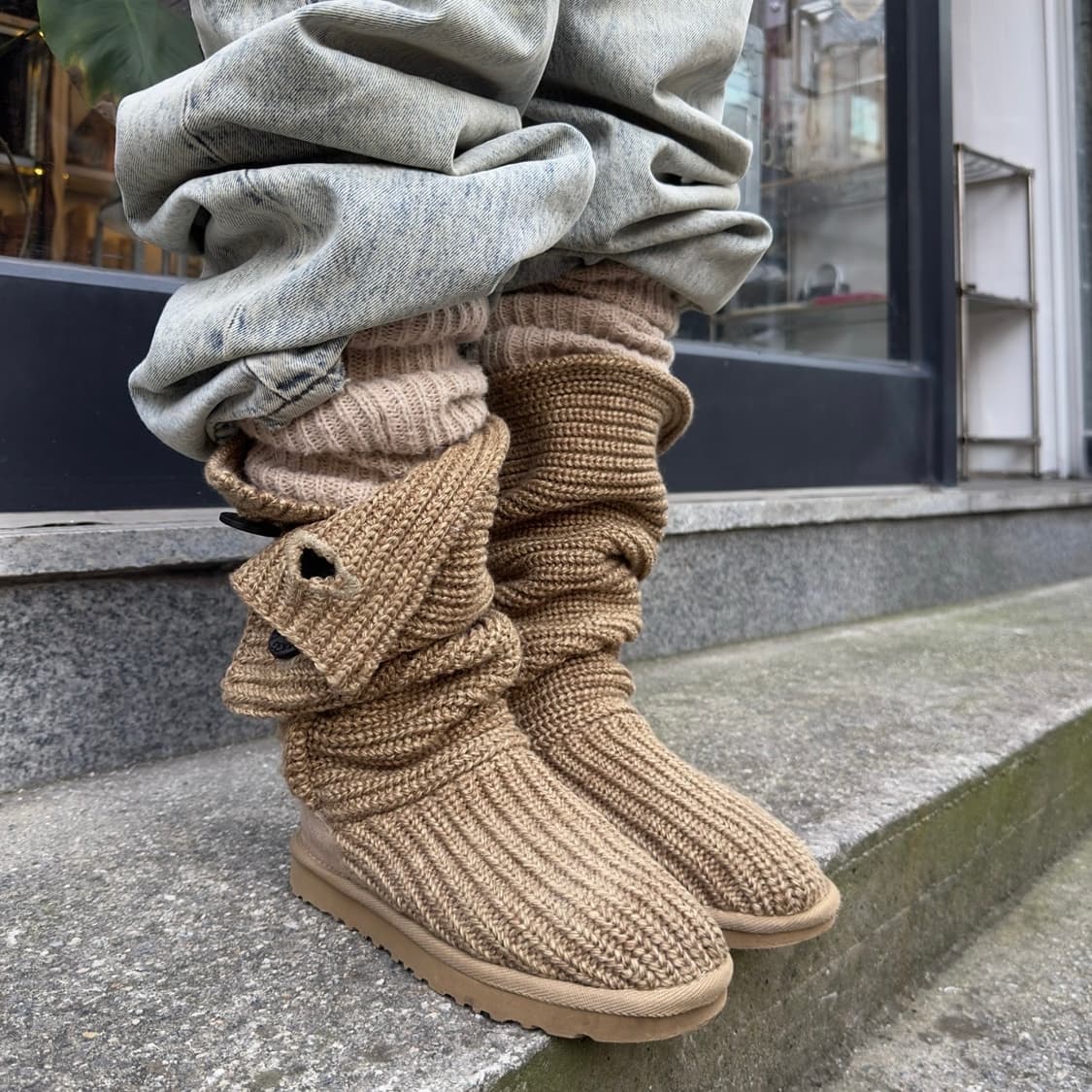 2000s Y2K 니트 카디 어그 부츠 상품이미지4