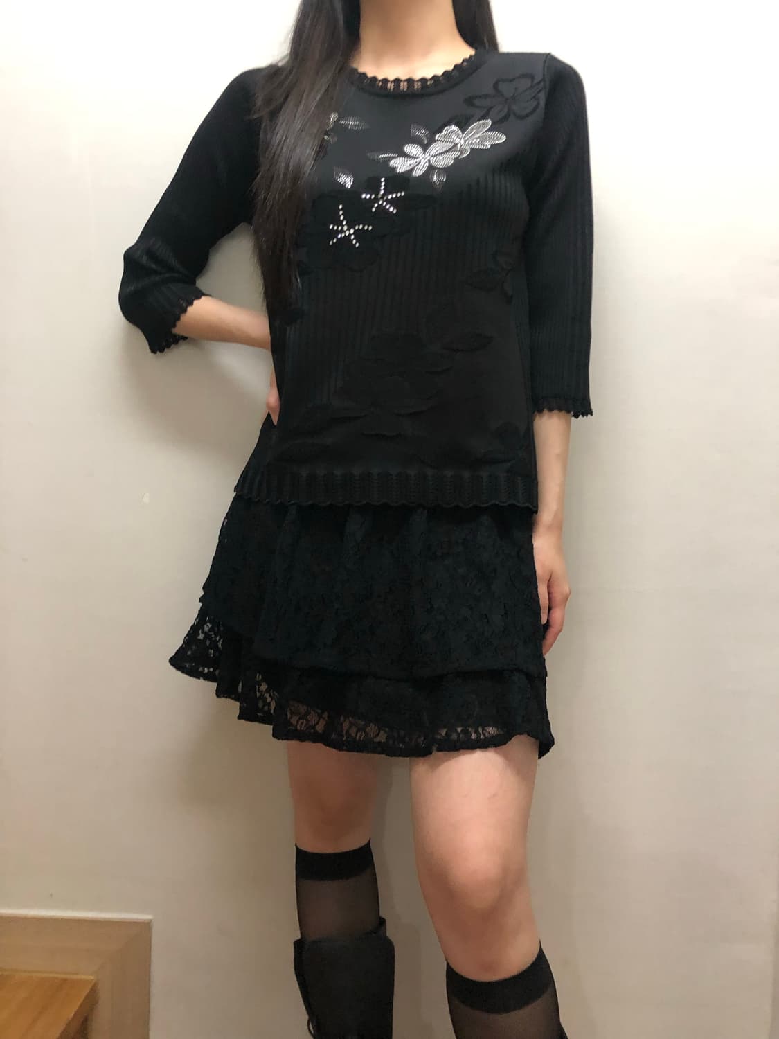 빈티지 블랙 오리엔탈 큐빅 탑 상품이미지5