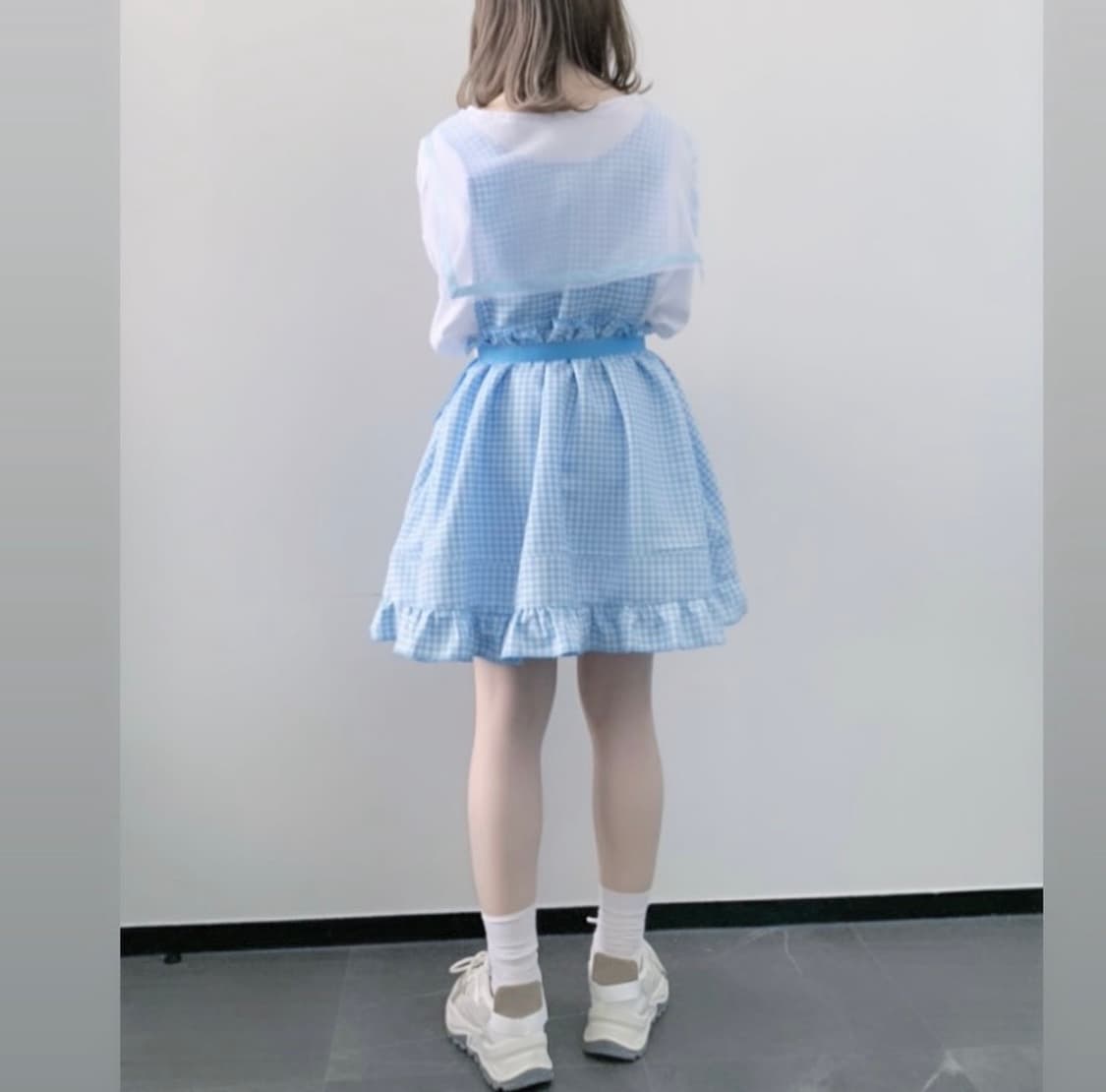 Maonosuke 마오노스케 서브컬쳐 아노깔 깅엄체크 원피스 셋업 상품이미지3