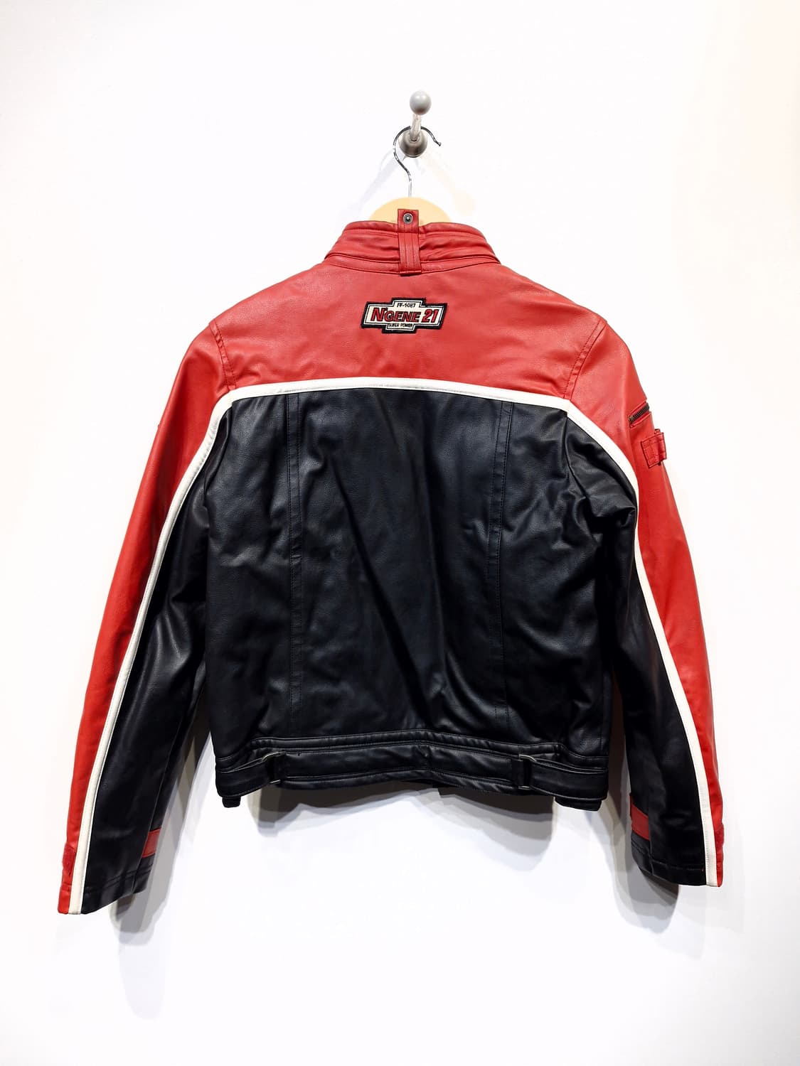 N'GENE 엔진 지퍼 포켓 패치 레더 레이싱 자켓 상품이미지2