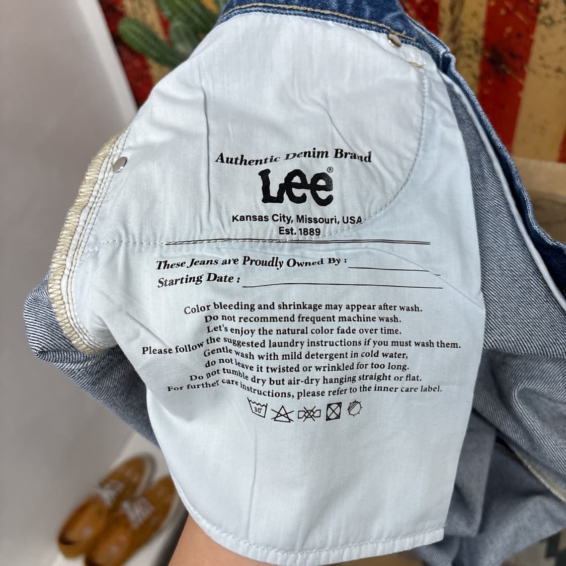 LEE 루즈 스트레이트 블리치 워싱 버튼플라이 데님팬츠 연청 N1695 상품이미지8