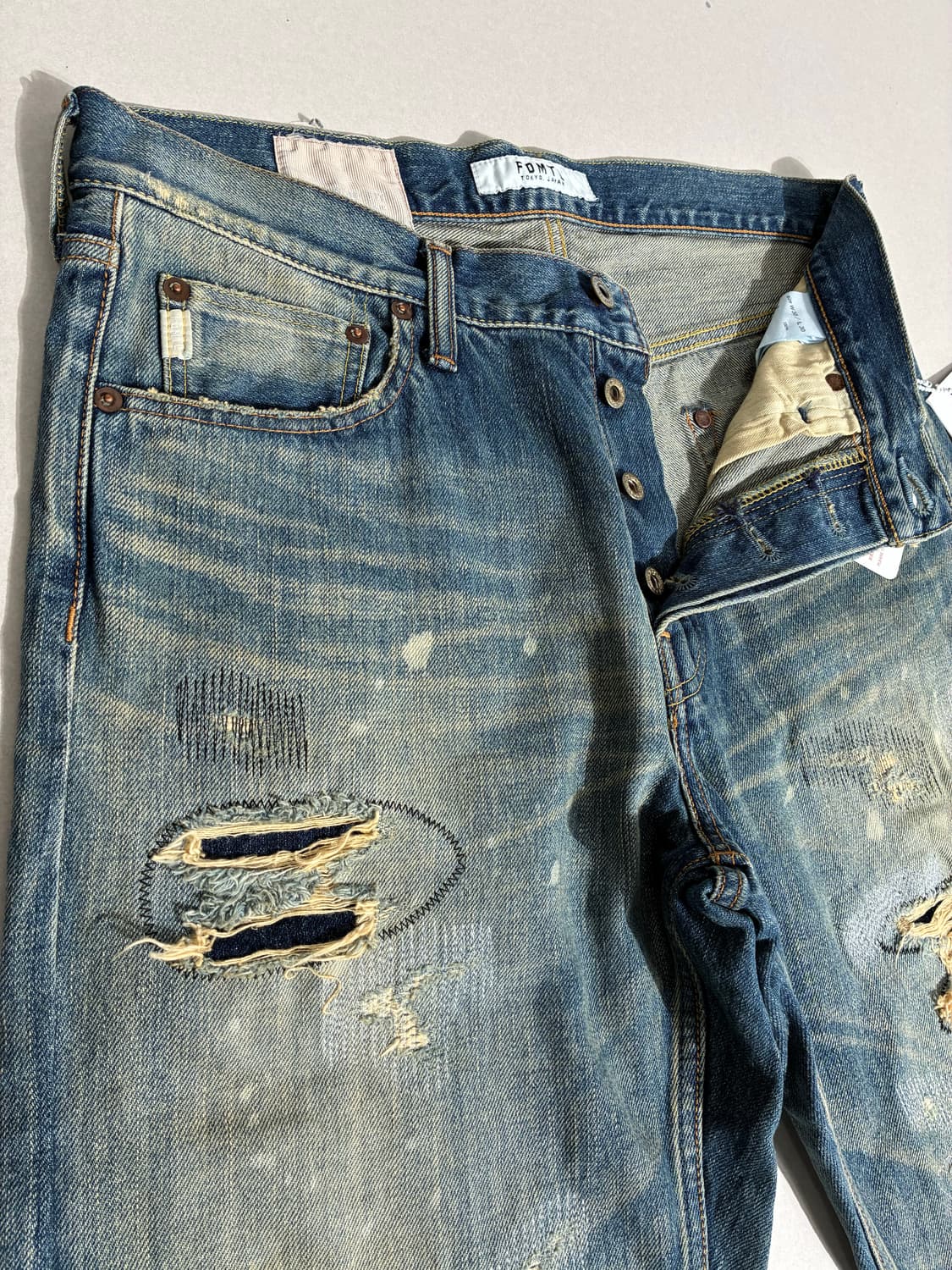 FDMTL 펀더멘탈 클래식 핏 셀비지 디스트로이드 누빔 데님 상품이미지3