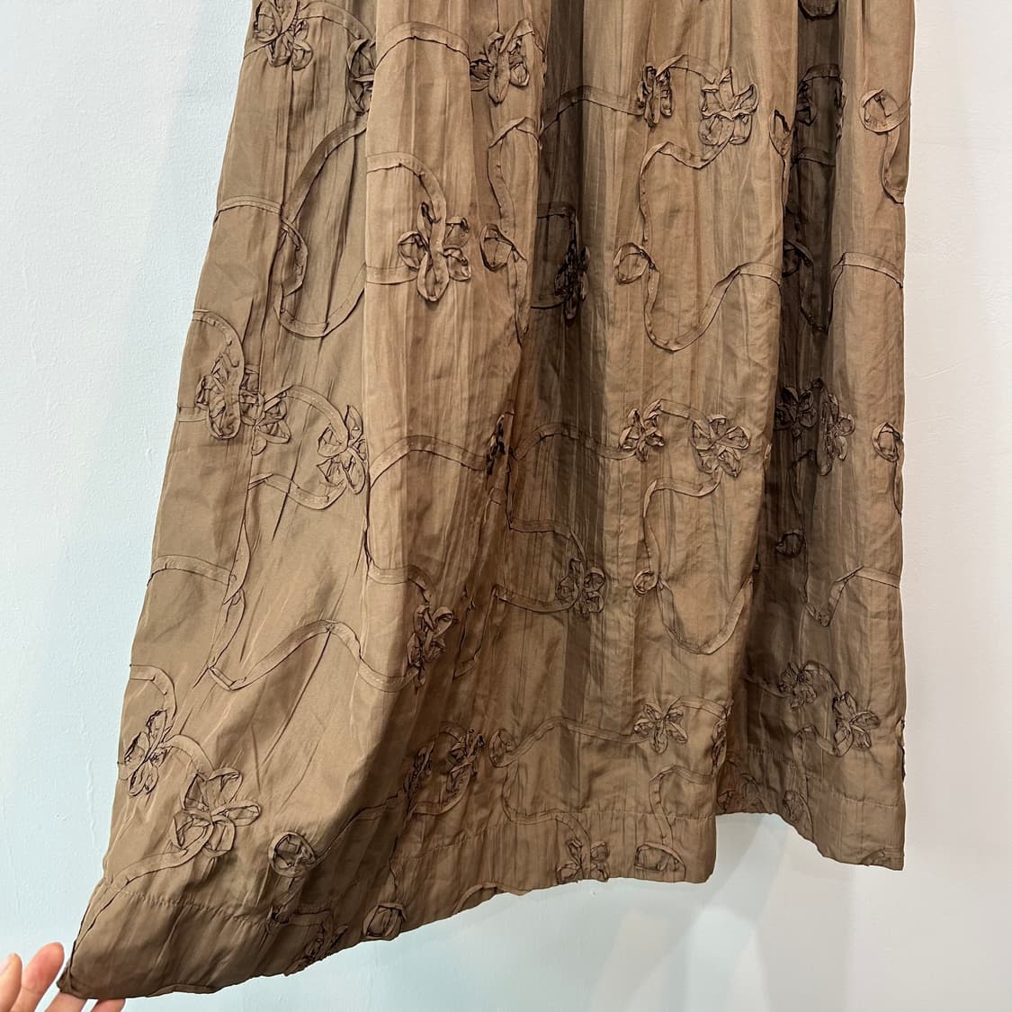 브라운 플로럴자수 롱 스커트 상품이미지6