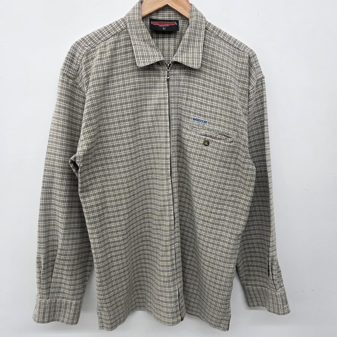 반스 체크 패턴 집업 셔츠 자켓 남L 상품이미지2