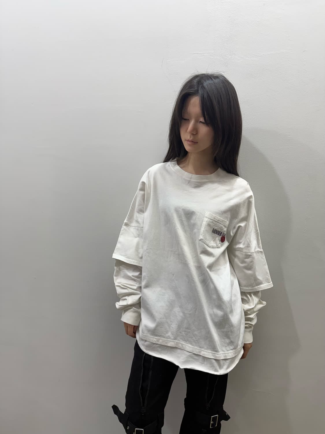 넘버나인 레이어드 로고 롱 슬리브 상품이미지2