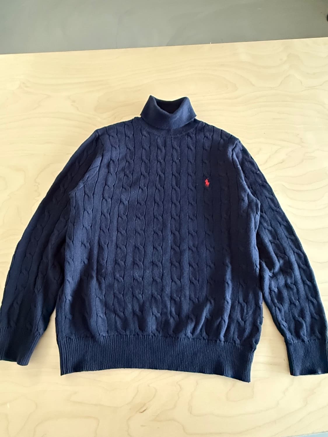 폴로 랄프로렌 꽈배기 터틀넥 니트 네이비 L 상품이미지1