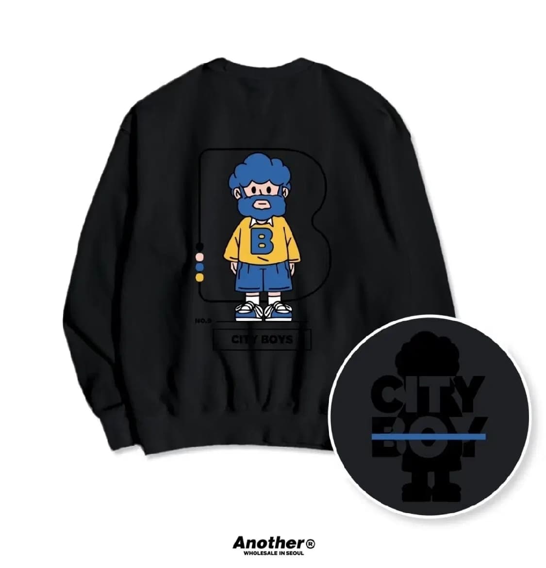 [새상품]비전하이 시티보이즈 블랙 맨투맨 상품이미지1