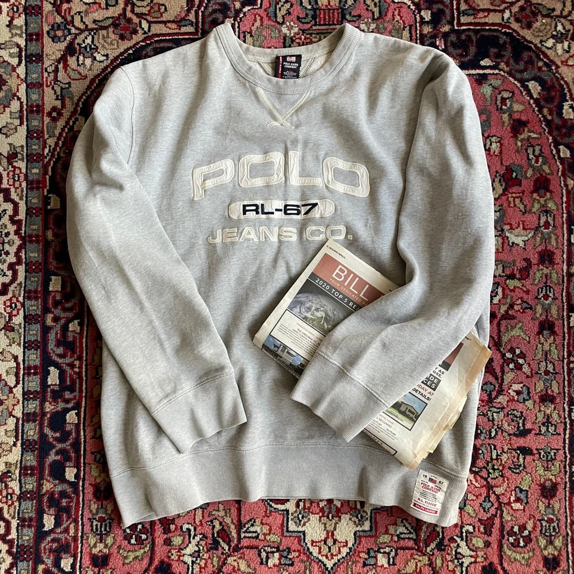 폴로 진스 컴퍼니 RL-67 그레이 기모 스웻셔츠 상품이미지1