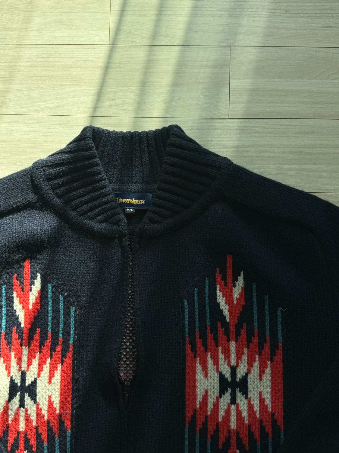 [M-L] 에드워드 맥스 나바호 패턴 울 니트 집업 가디건 3게이지 상품이미지3