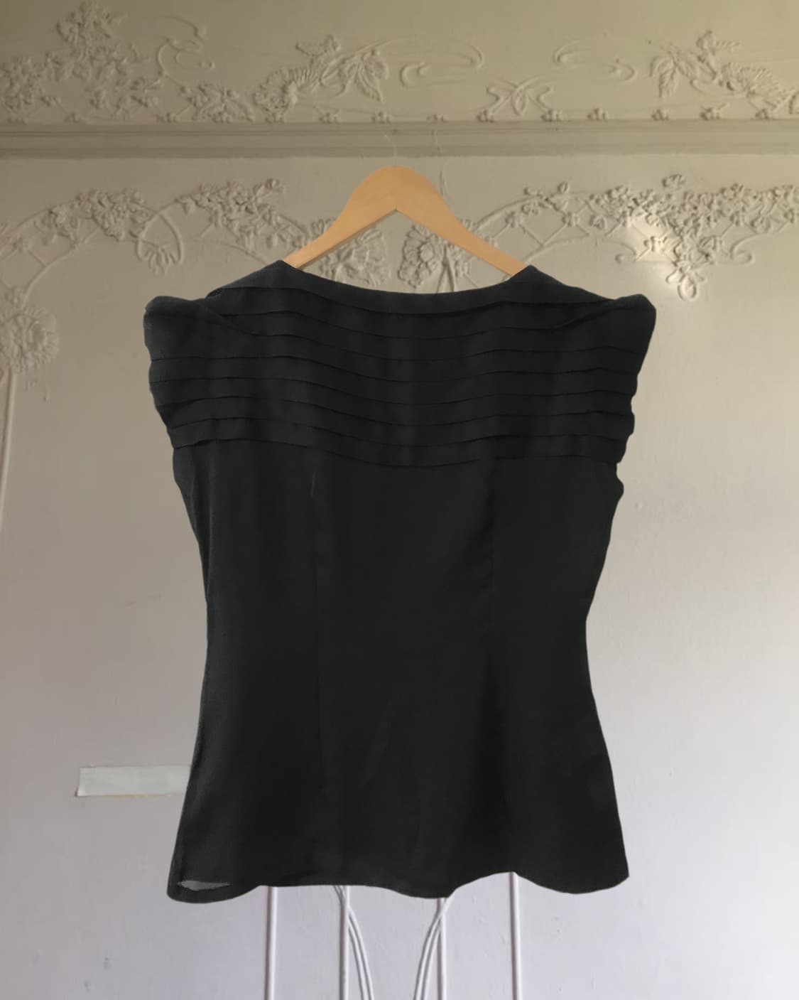 vintage black frill blouse 상품이미지8
