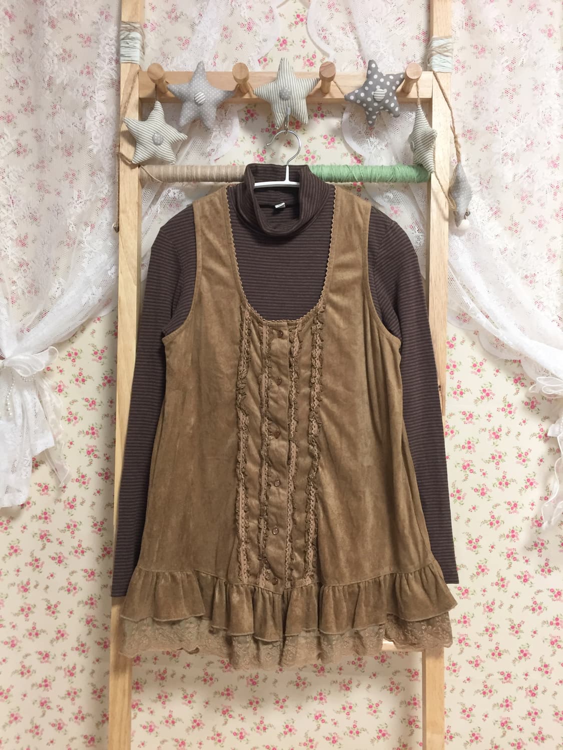 빈티지 모리걸 브라운 레이스 베스트 상품이미지3