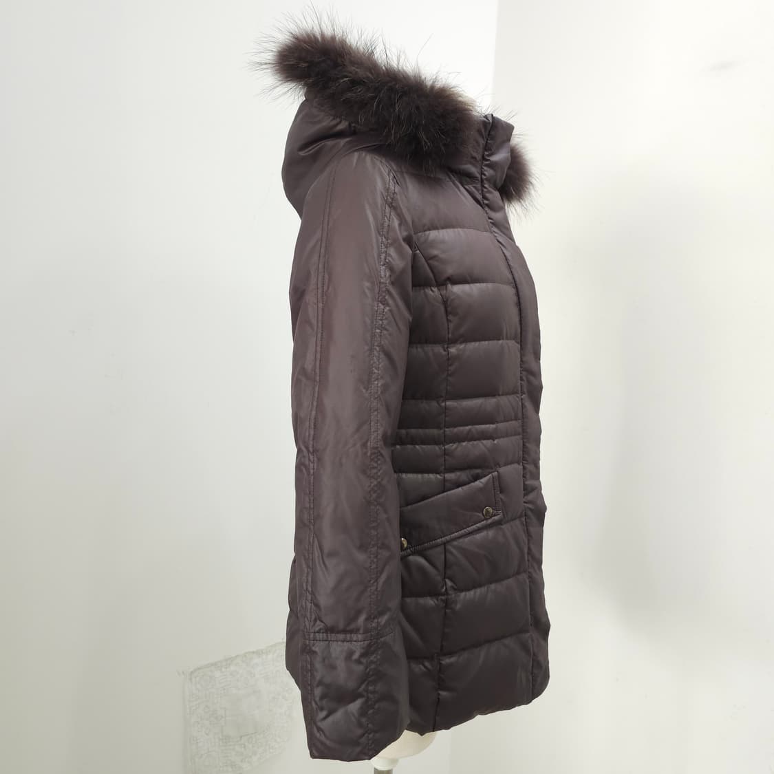 리얼 라쿤퍼 후드 다운 초코브라운 패딩 코트 상품이미지2