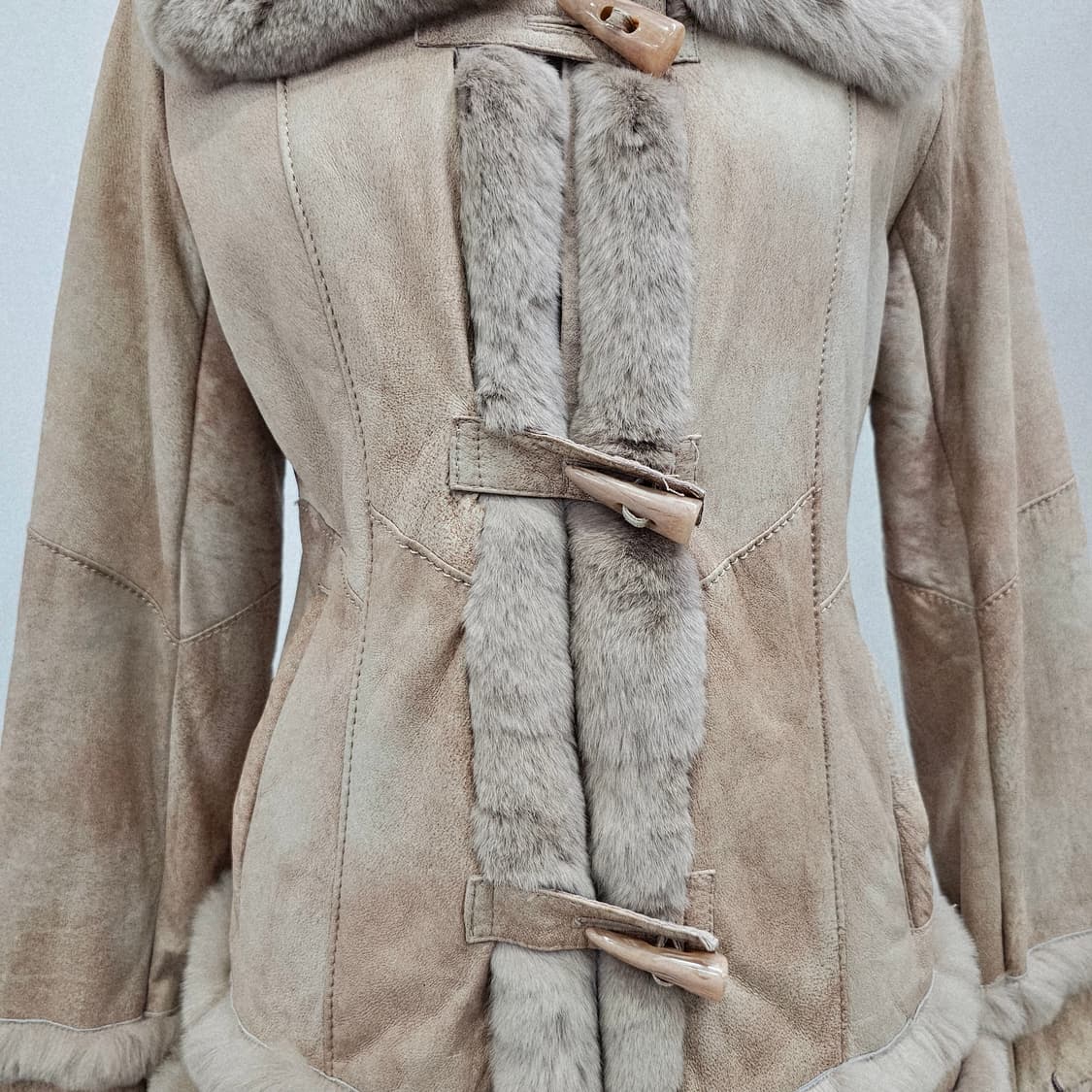 핑크 양가죽 렉스 토끼털 퍼 여성 무스탕 상품이미지5